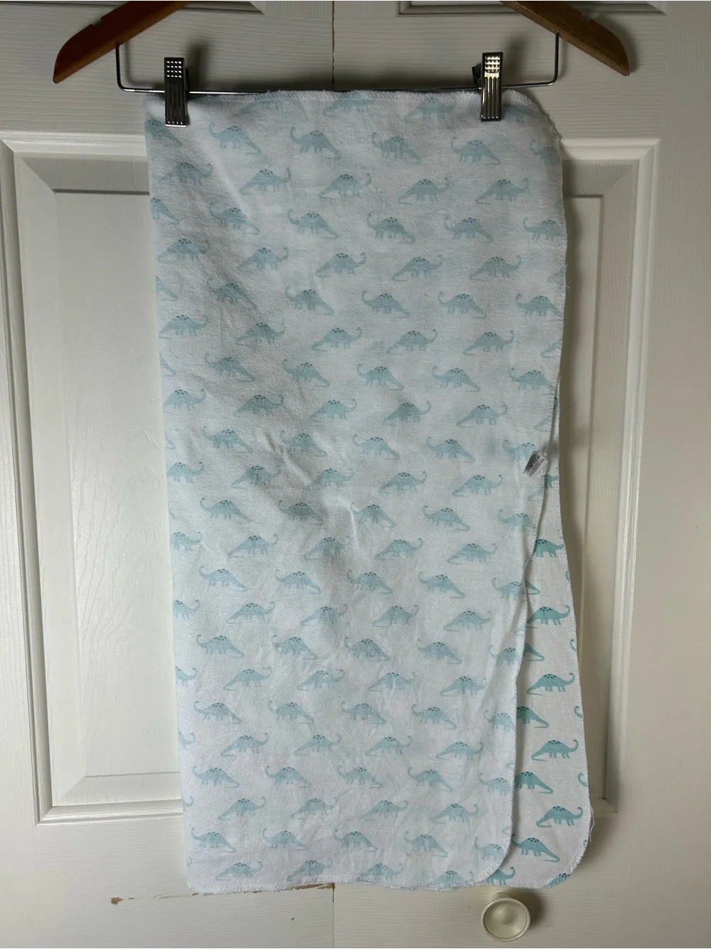 HB Hudson Baby Light Blue White Dinosaurs Receiving Blanket Flannel Thin